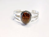 Silver and Oval Amber Stone Bracelet | From Albuquerque