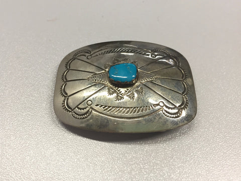 Silver and Turquoise Belt Buckle | From Albuquerque