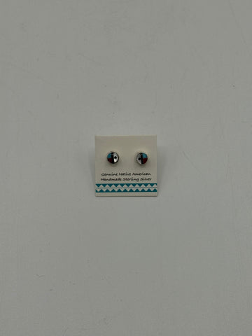 Silver Stud Earrings (Turquoise, Red, White)