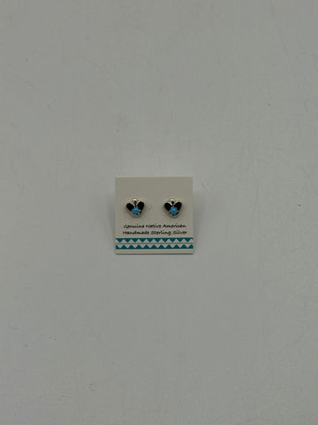 Small Silver Heart Earrings (Turquoise and Black)