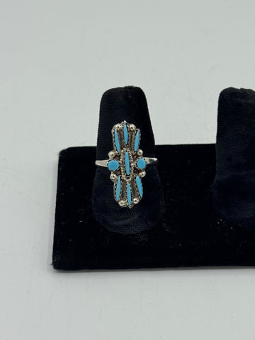 Silver Ring With Turquoise Pieces