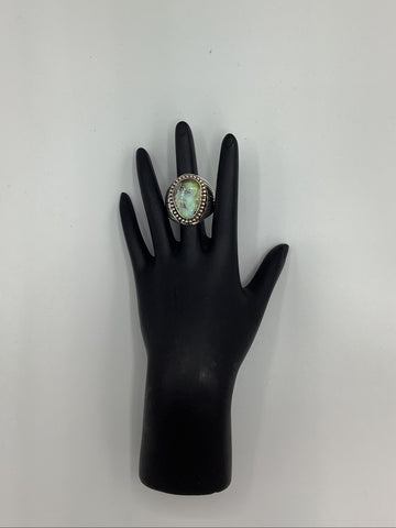 Silver Ring with Green Stone (Size 14)