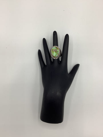 Silver Ring with Green Stone (Size 11)