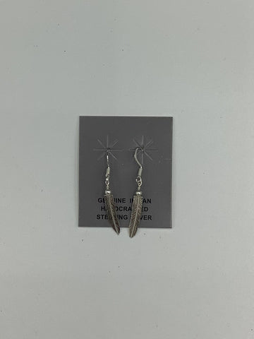 Silver Feather Dangle Earrings