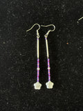 Beaded Earrings (Long Dangle Purple with Flowers) - Hector Ibarra and Family