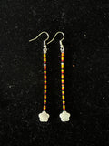 Beaded Earrings (Long Dangle Red and Yellow with Flowers) - Hector Ibarra and Family