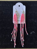 Beaded Earrings (Long Dangle Pink) - Hector Ibarra and Family
