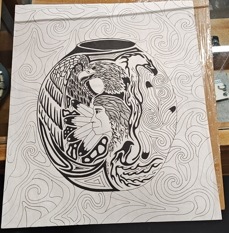 Pottery with narrative art poster