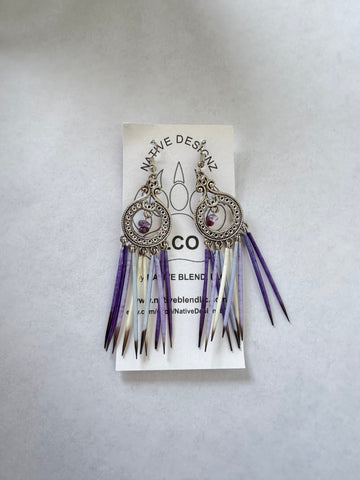Purple Quill Dangle Earrings (Pointy)