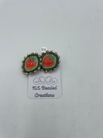 Beaded Strawberry Earrings - Hector Ibarra and Family