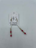 Beaded Earrings (Long Dangle Red and White) - Hector Ibarra and Family