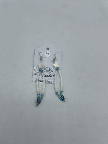 Beaded Earrings (Dangle Flower Blue) - Hector Ibarra and Family