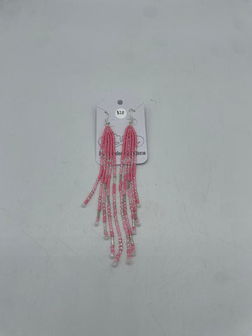 Beaded Earrings (Long Dangle Pink) - Hector Ibarra and Family