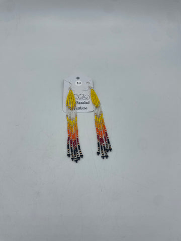 Beaded Earrings (Long Dangle Yellow ) - Hector Ibarra and Family