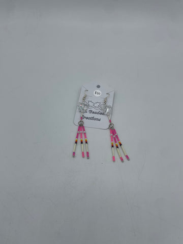 Beaded Earrings (Dangle Pink with Butterflies) - Hector Ibarra and Family