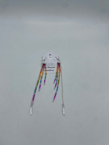 Beaded Earrings (Long Dangle Rainbow) - Hector Ibarra and Family