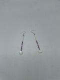 Beaded Earrings (Long Dangle Purple with Flowers) - Hector Ibarra and Family