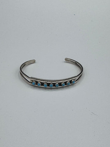 Silver Bracelet with Small Circular Turquoise Stones