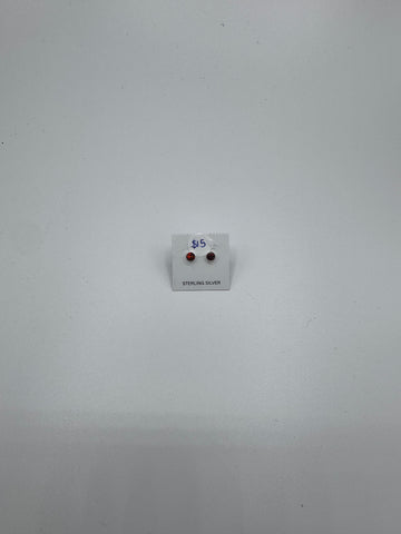 Silver Stud Earrings with Colored Stone (Various Colors)