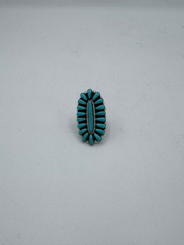 Oval Silver Ring With Turquoise