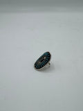 Oval Silver Ring With Turquoise Pieces