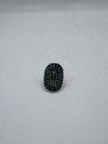 Oval Silver Ring With Turquoise Pieces
