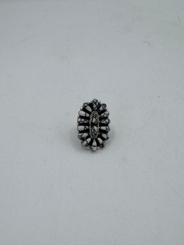 Oval Silver Ring With White Stones