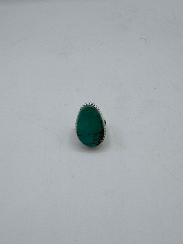 Silver Ring with Oval Turquoise Stone