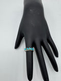Silver Ring With Angled Turquoise Rounded Pieces