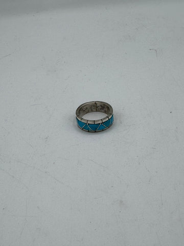 Silver Ring with Triangle Turquoise Pieces