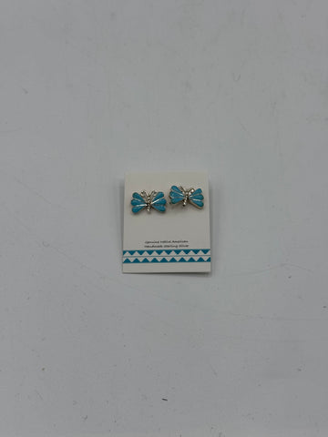 Silver and Turquoise Butterfly Earrings
