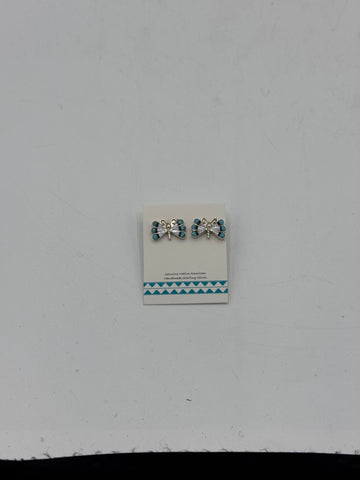Silver Butterfly Earrings with Turquoise and White