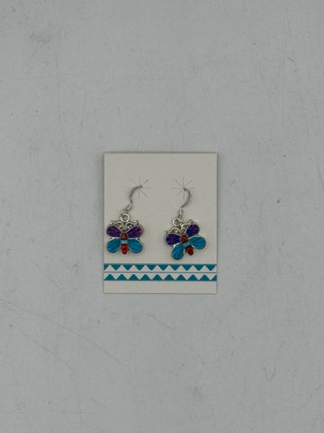 Colorful Silver Butterfly Earrings
