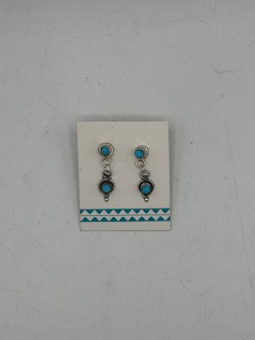 Silver Drop Earrings with Turquoise