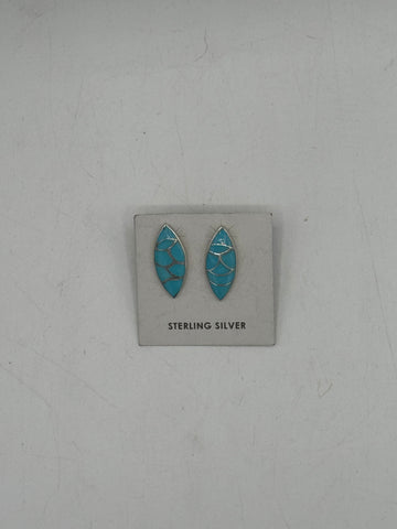 Silver Pointed Oval Earrings