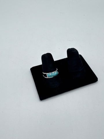 Silver Ring with Triangle Turquoise Stones