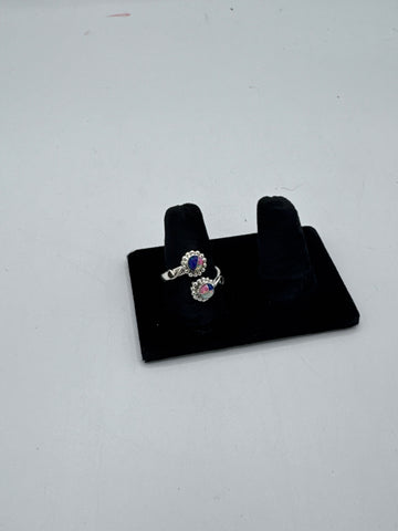 2 Multicolor Stone Silver Ring