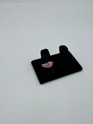 Silver Ring with Pink Iridescent Stones