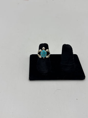 Silver Turtle Ring with Turquoise