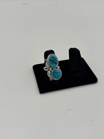 Silver Ring with 2 Large Turquoise Stones