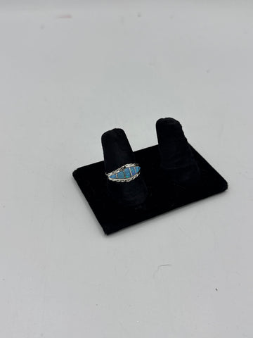 Silver Ring with Iridescent Stones