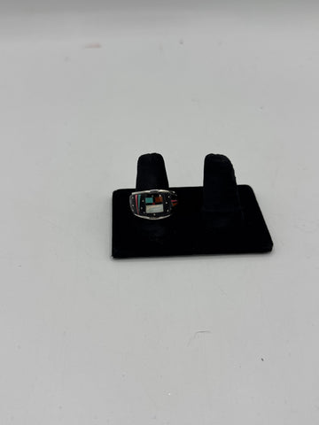 Black and Multicolor Silver Ring