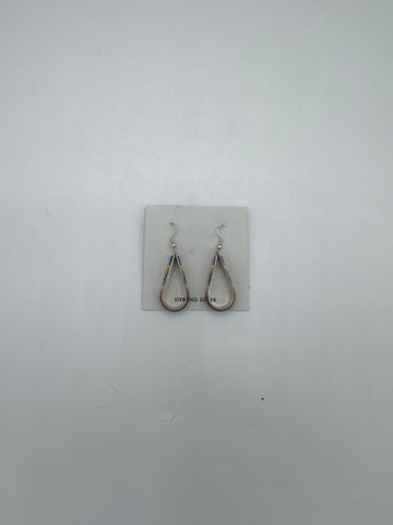 Southwest Style Silver Beaded Earrings (Purple)