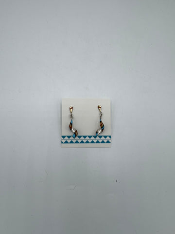 Silver Twirl Earrings with Multicolor Stones (Teardrop)