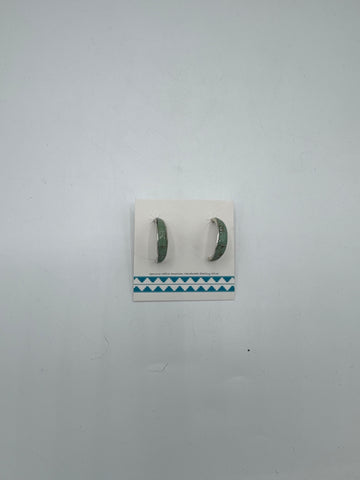 Half Hoop Silver Earrings with Turquoise