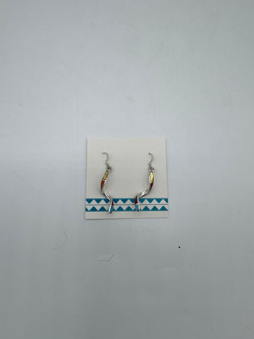 Silver Twirl Earrings Multicolor Stones