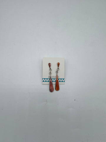 Silver Dangle Earrings with Coral