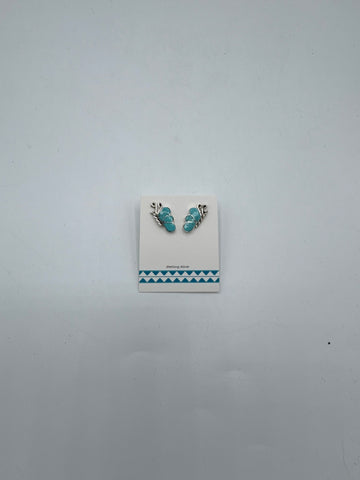 Half Butterfly Silver Earrings with Turquoise