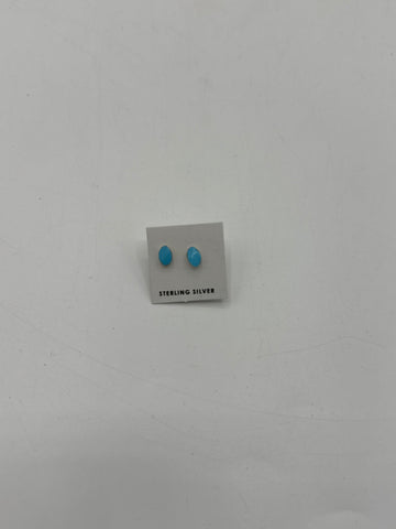 Small Stud Oval Silver Earrings Turquoise