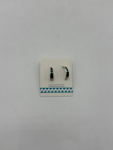 Half Hoop Silver Earrings (Turquoise, Black, Red)